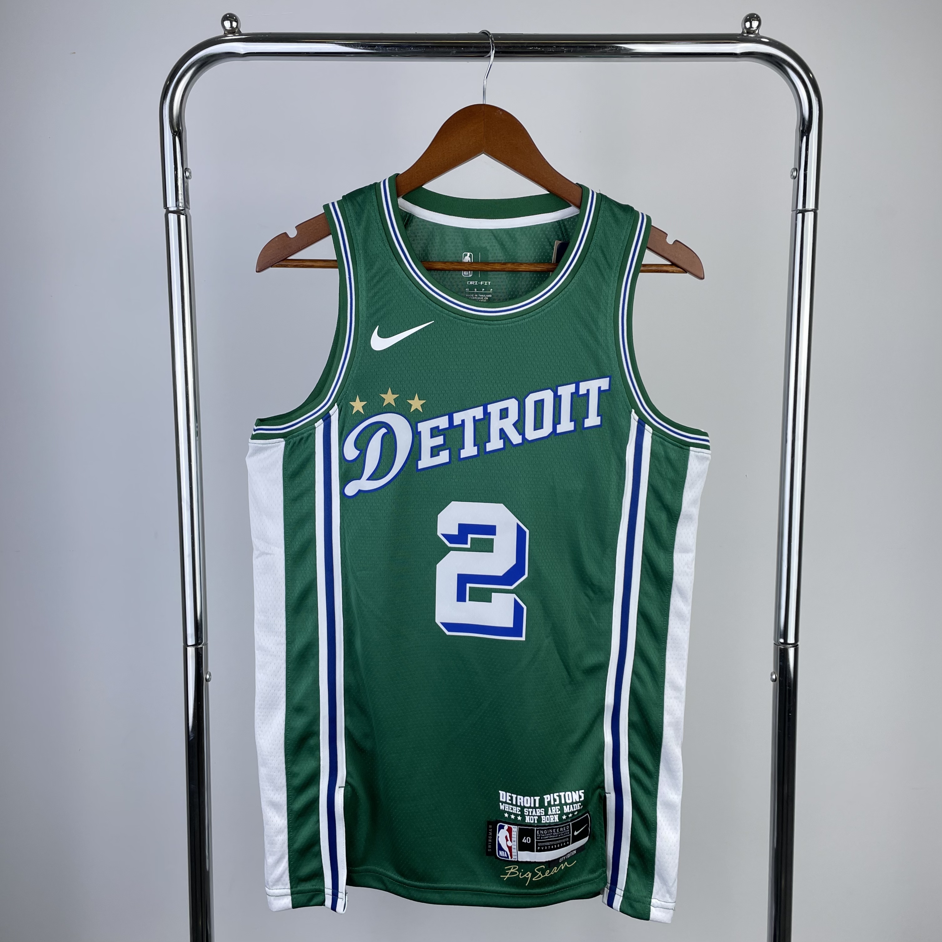 Men Detroit Pistons #2 Cade Cunningham Green City Edition Season Nike 2023 NBA Jersey